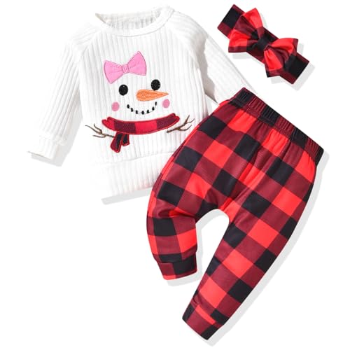 Image of HINTINA Infant Baby Girl Knit Pullover Long Sleeve Sweater Outfits Fall Winter Clothes Clothing Set