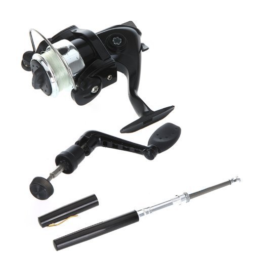 docooler mini aluminum pocket pen fishing rod pole reel 2 Pack) and Combo, 38