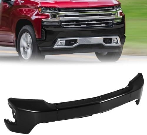 Front Bumper Upper Face Bar Cover Fit for Chevy Silverado 1500 2019 2020 2021 2022, Primered Steel Front Upper Bumper Cover Fascia Assembly with Fog Light Cut-out, Replacement 84588804, GM1002875