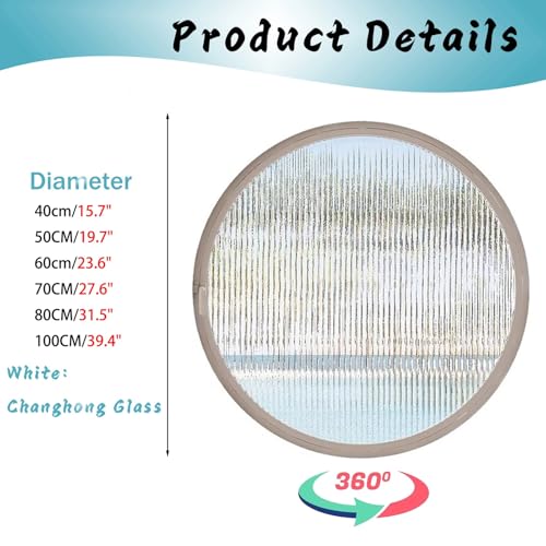 Miniatura 2 de Cyhtym Ventana Giratoria 360 Ventana De Cobertizo De Vidrio Templado Circular Giratoria Ventanas Decorativas Ventiladas Con Manijas, Ojo De Buey De Aleación De Aluminio 80cm 31.5