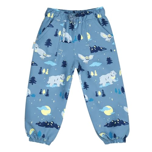JAN & JUL Boys' Waterproof Rain Pants for Kids, Packable and Windproof (Wolf and Bear, Size 5T)