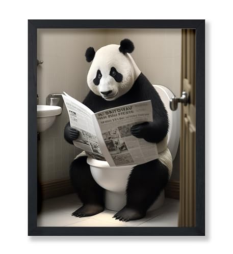 Monem Art Panda Sitting on Toilet Print - Panda Reading