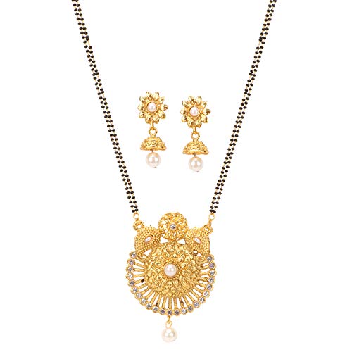 Aradhya Gold Plated Mangalsutra Necklace with Jhumki Earrings for Women