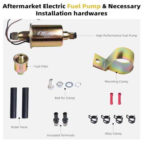 DEAL AUTO ELECTRIC PARTS E8012S Universal Electric Fuel Pump Kit 12V 5-9 PSI In Line External, Complete Installation Kit Compatible with Gas/Diesel Engines Carburetors, Replaces P60430 6414671