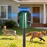 Répulsif à chat pour jardin, répulsif à chat à ultrasons 360° avec capteur de mouvement PIR et lumière LED clignotante et signal d'alarme, étanche IP65 répulsif à martre, repousse les martres et
