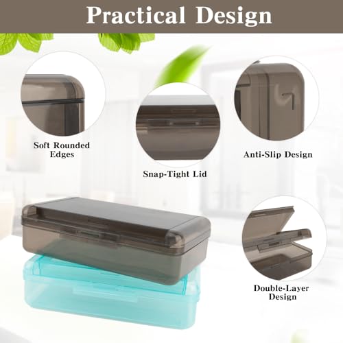 Image of Pencil Case Box, Black Double Layer Large Capacity Plastic Pencil Boxs, Clear Hard Pen Case with Snap-tight Lid,Storage Art Craft Box Marker Organizer for Kids Boys Girls Offices School Supplies