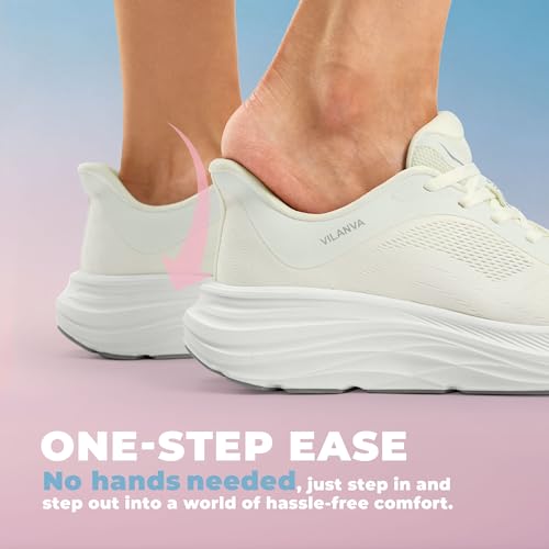 Image of Vilanva Women's Comfortable Walking Shoes Cushion Running Tennis Shoes Non-Slip Workout Gym Athletic Breathable Trendy Fashion Sneakers