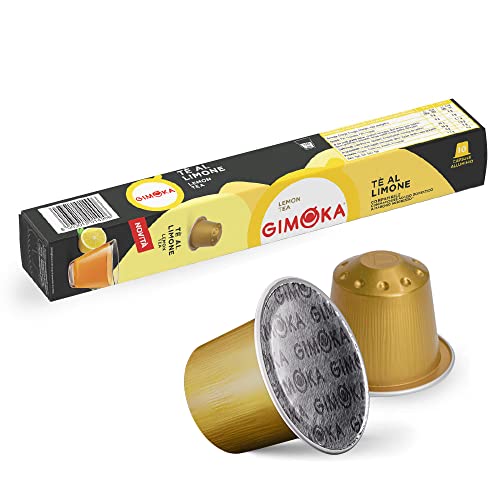Gimoka, bebida soluble de TÉ AL LIMÓN - 100 Cápsulas de Aluminio - Compatibles con Máquinas de Café Nespresso* para uso doméstico - Producido en Italia - 10 paquetes de 10