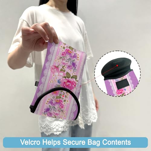 Image of Neoprene Cell Phone Sleeve Pouch Case Bag with Crossbody Strap Neck Lanyard for Women 7.5 X 4.3 in Pink Flower Wall
