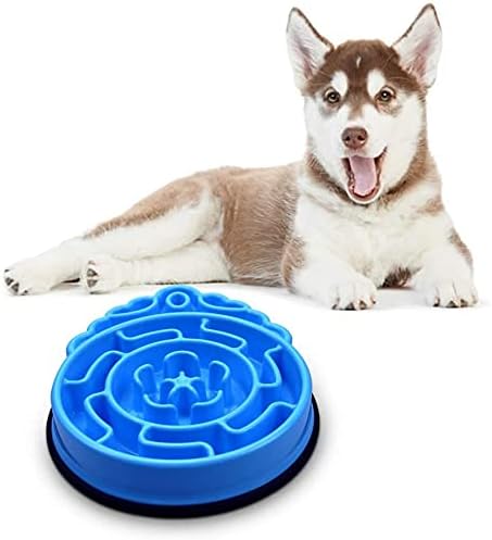 Dog Bowls Slow Feeding Mat Pet Bowl No Chock Eating Food Bowl Fun Slow Pet Feeder Dog Bowl(New Blue)