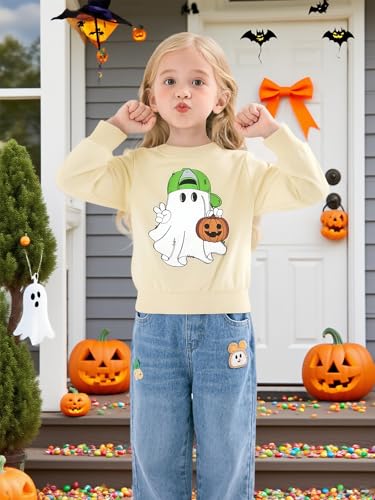 Girl Boy Pumpkin Ghost Pullover Long Sleeve Cute Spooky Tops Halloween Sweatshirt4