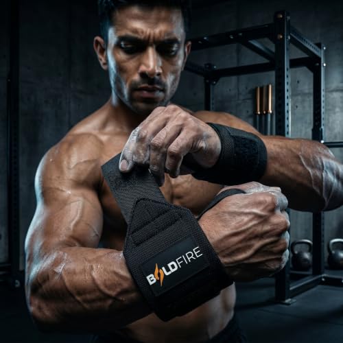 Image of Weight Lifting Wrist Straps for Gym, Adjustable Cotton Wrist Support, Black
