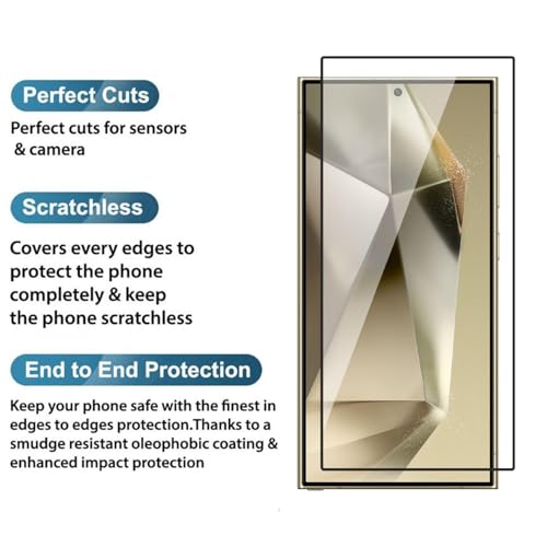 Image of DARKFIT Tempered Glass Premium Screen Protector Compatible for Samsung S24 Ultra | Edge to Edge Coverage with Easy Installation Kit | Scratch Resistance | HD Clear Glass (Black Border) | Pack of 1