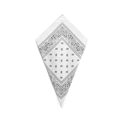 White Paisley Bandana Head Scarf Headbands Handkerchief Cowboy Cotton Bib Party Face Covering Headwear For Motorcycling Mens Womens Unisex Cover