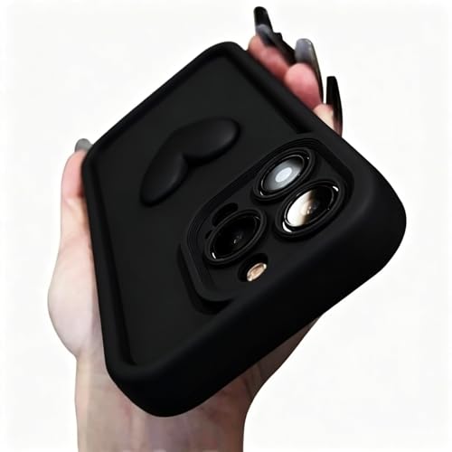 Coque Love Heart iPhone 15 Pro en silicone noir pour look féminin
