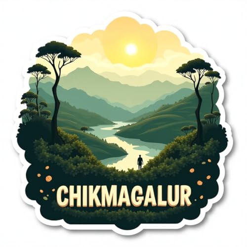 Image of Naxon Chikmagalur City Theme Souvenir Wooden Fridge Magnet | Karnataka Coffee Plantations & Mountain Design 3x3 Inch Refrigerator Magnet for Kitchen & Home Decor | Travel Gift Chikmagalur | Pack of 1