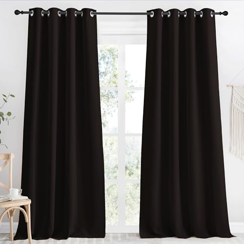 NICETOWN Toffee Brown Blackout Curtain 118 inch Long, W55 x L118, 1 Panel, Thermal Insulated Window Treatment with Grommet Room Darkening Thermal Insulated Panel for Bedroom/Living Room