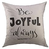 Mugod Decorative Throw Pillow Cover for Couch Sofa,Joy Be Joyful Bible Verse HLettered Quote Modern Calligraphy Christian Scripture Home Decor Pillow Case 18x18 Inch