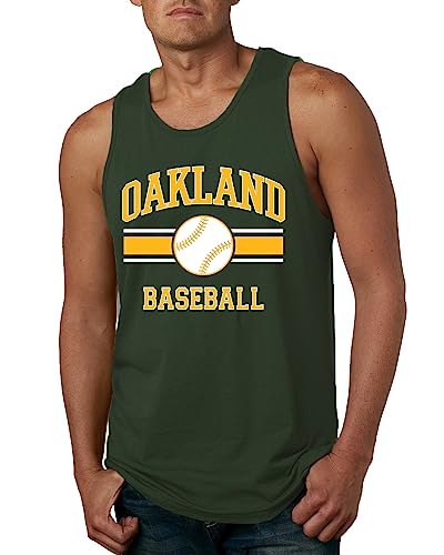 Wild Bobby City of Oakland Baseball Fantasy Fan Sports Mens Tank Top, Forest Green, Large
