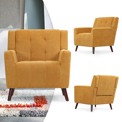 Sillón Plegable Algodón-lino Amarillo miniatura 5