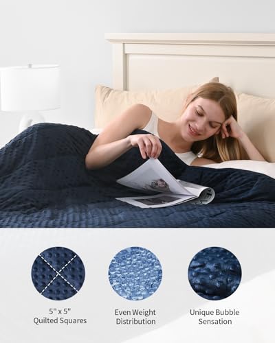 Image of Mr. Sandman Weighted Blanket for Adults, Heavy Blanket for Woman, Man Sleeping /Calm, Soft and Cozy Weighted Throw Blankets, Machine Washable, 48 x 72in, 12 lbs, Navy Blue