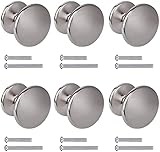 BIGLUFU Runden Schrankknöpfe, 12 Stück Silber Möbelknöpfe, 23 * 27mm Messing Schrankgriffe mit Schrauben für Kleiderschrank, Kommoden, Schubladen