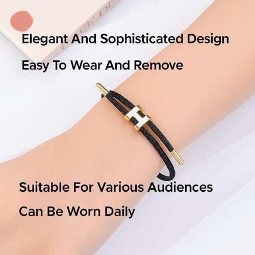 Bracelet with Adjustable Design Polished H Shape Buckle, Bracelets for Women, 18k Gold-plated Buckle Design Titanium Steel Wire Rope Women's Gift Jewelry2