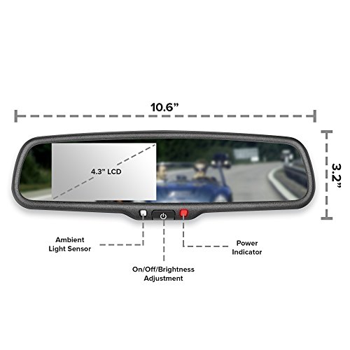 Master Tailgaters MR-43-E2DVR1 4.3" LCD Rear View Mirror with 1080P 30fps HD DVR Dual Way Video Recorder with WiFi + Backup Camera Enabled