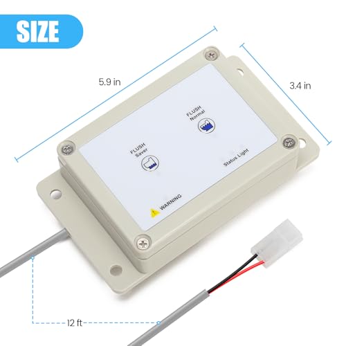 Image of 36387 RV Toilet Switch Panel, Wall Switch with Dual Flush Mode, Auto-Clean, LED Water Indicator, Compatible with Double Button Style Tecma Silence Plus 2006-Present for RV & Marine