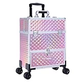 Adazzo Rolling Nail Case Wheeled Manicure Storage Case Polish Organizer Professional Makeup Trolley for Studio or Travelling Nail Technician Artists Cosmetologist Stylist