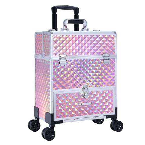Adazzo Rolling Nail Case Wheeled Manicure Storage Case Polish Organizer Professional Makeup Trolley for Studio or Travelling Nail Technician Artists Cosmetologist Stylist