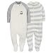 Gerber Baby Infant 2 Pack Organic Zip Front Sleep 'N Play, Ivory/Grey, Newborn