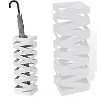 BAKAJI Portaombrelli In Ferro Design Quadrato - Vaschetta Salvagoccia, Ganci Per Ombrelli Pieghevoli, Nero - Foto 5