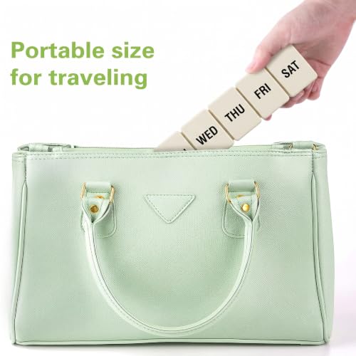 Image of BUG HULL Weekly Pill Organizer Large 2 Packs, Extra Large Travel Pill Organizers, Pill Box 7 Day, Travel Pill Case, Medicine Pill Organizer for Medications (Black+Beige)