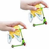 2026 Upgrade Mini Finger Scooter Toys, 2 Color Funny Alloy T Shaped Fingers Skateboards Toys, Cute Fingers Scooter Toy Set with Shoes Pants, Novelty T Shaped Finger Skateboards Desk Toy (Green)