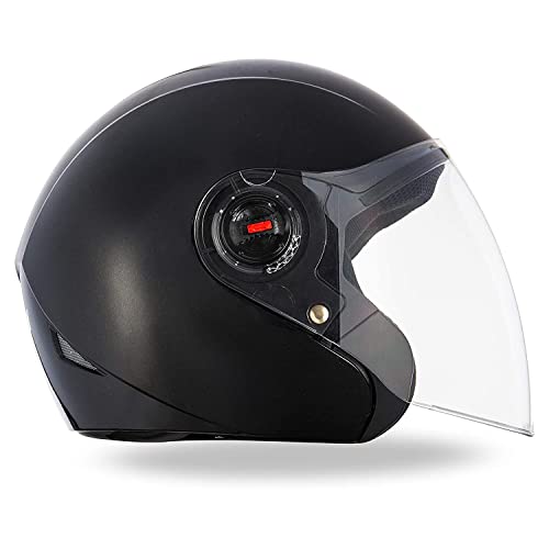 Image of Yamaha YR6 Half Face Helmet (Gloss Black, Size L) Y6AYR6GB0L16