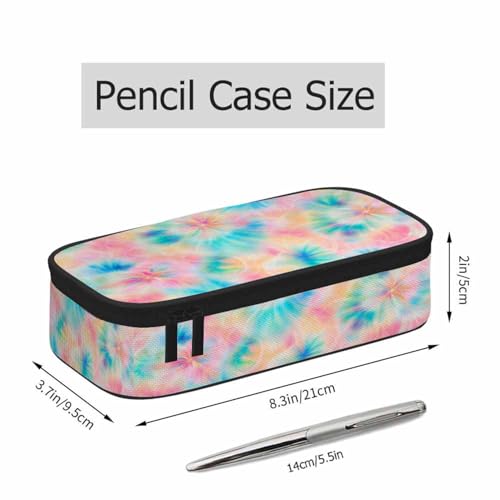 Image of Tie Dye Pencil Case Pink Blue Ring Spray Artistic Design Pencil Bag Pen Markers Pouch Holder Organizer for Boy Girl School Students