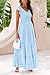 PRETTYGARDEN Women's Summer Flowy Maxi Dress Casual Cap Sleeve V Neck Smocked Beach Sundress (Solid Light Blue,Medium)