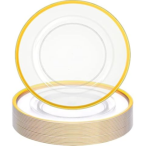 24 Pcs Gold Rim Charger Plates Set Cover