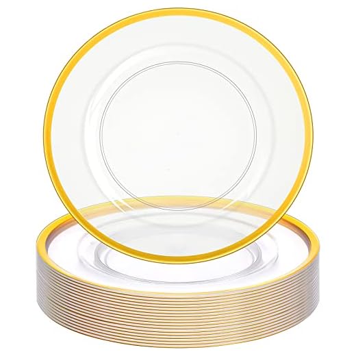 Pinkunn 24 Pcs Charger Plates Bulk 13 Inch Plastic Round Dinner Plate Gold Rim Serving Plates Clear Plastic Plates for Party Banquet Wedding Family Kitchen Table Decor Supplies