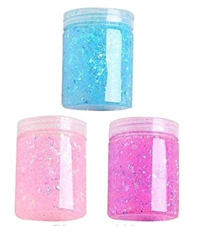 Soft Jar Slime Combo of Glitter Slime and Crystal Slime with Toy for Kids- Pack of 3 , Slime Clay 3X120gm