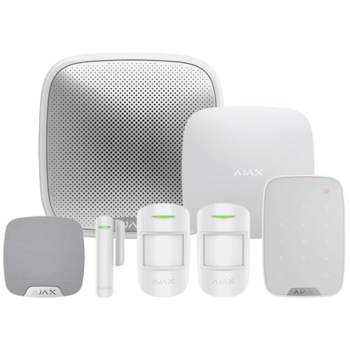 Ajax Systems - Smart Wireless Alarm System KIT – Ready to Install Pet-Friendly Home Security Kit with Motion Sensors, StreetSirens & Keypad, App Controlled, Burglar Alarm, Official Warranty (White)