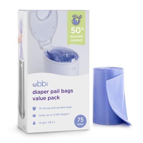 Ubbi Diaper Pail Plastic Bags, 13-Gallon Capacity...