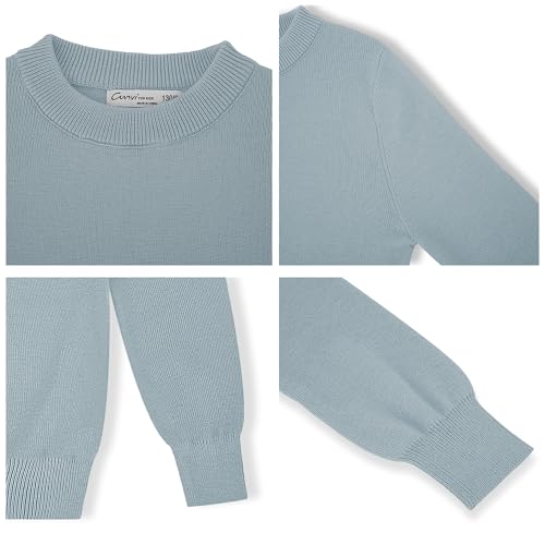 Image of CUNYI Boys Girls Crewneck Sweater Long Sleeve School Uniform Pullover Thermal Wool Solid Knit Top