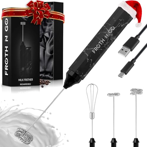 Zulay Froth N Go Milk Frother – Rechargeable 3-in-1 Handheld