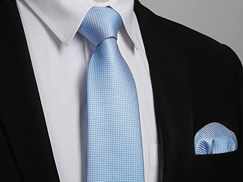 Image of Enlision Mens Ties Stripe Tie and Pocket Square Set Classic Formal Woven Neckties Handkerchief Cufflinks Wedding