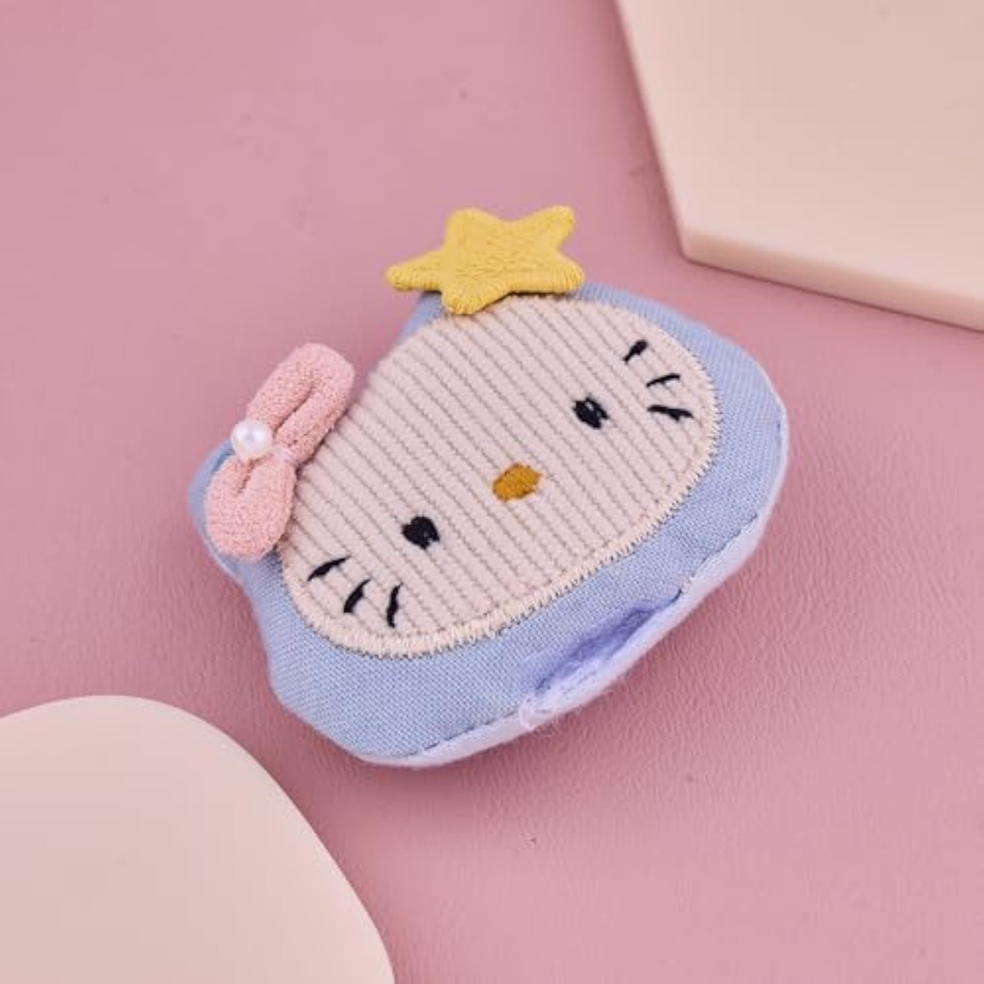 Soft Fabric Cat Star Motif Handmade Hair Clip