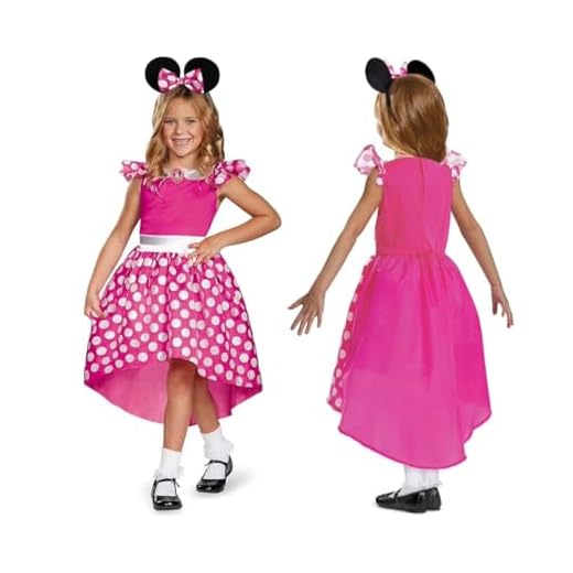Disney Mickey - Disfraz Minnie Mouse Oficial - Incluye Disfraz y Diadema con orejas - Talla S (4-6 Años)