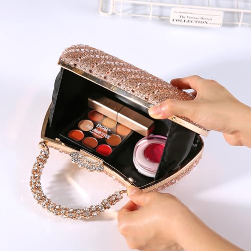 Image of Dreubea Womens Shiny Tote Evening Bag Fashion Rhinestone Decrated Handbag