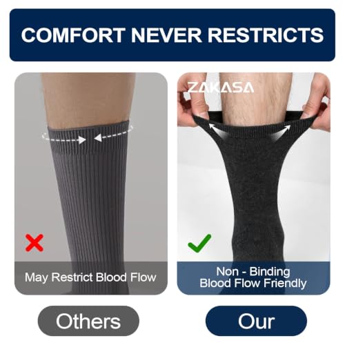 Image of ZAKASA Non Slip Grip Socks - Non Skid Crew Grippy Socks for Men Women Anti Slip Grippers for Elderly Hospital Yoga Pilates